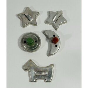 Cookie Cutters Vintage Metal Aluminum Biscuit Cutter Two Stars Moon Scotty Dog